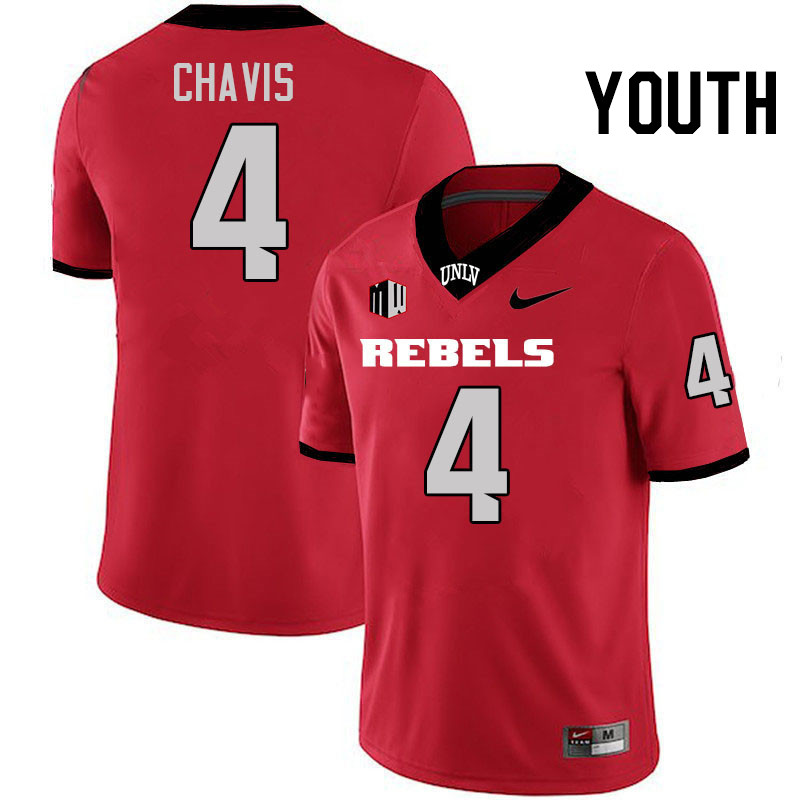Youth #4 Malik Chavis UNLV Rebels College Football Jerseys Stitched-Scarlet